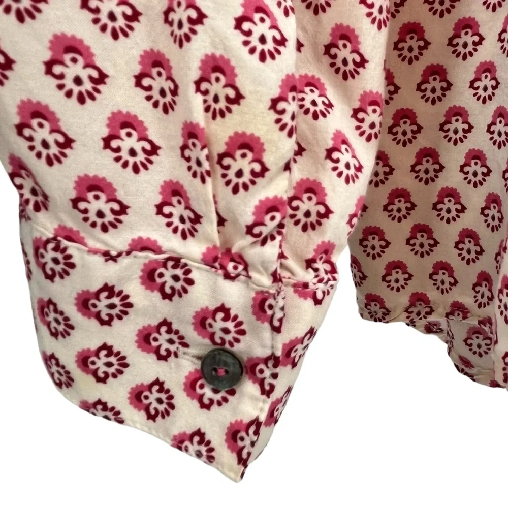 Maeve by Anthropologie Women Size 4 Loose Flowy Blouse Laiken Print Henley‎